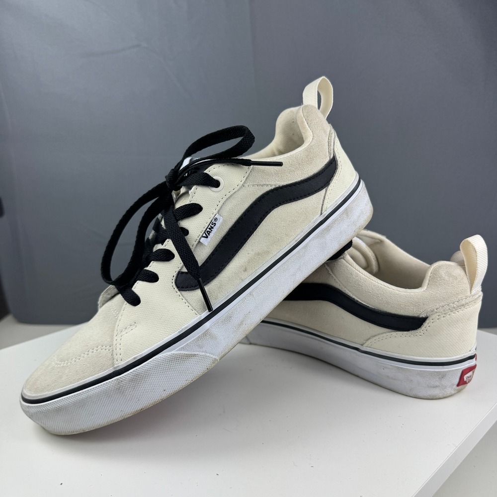 Vans Filmore Sneakers Mens 9 Cream Black Suede Canvas Low Top Skate Shoes 721454
